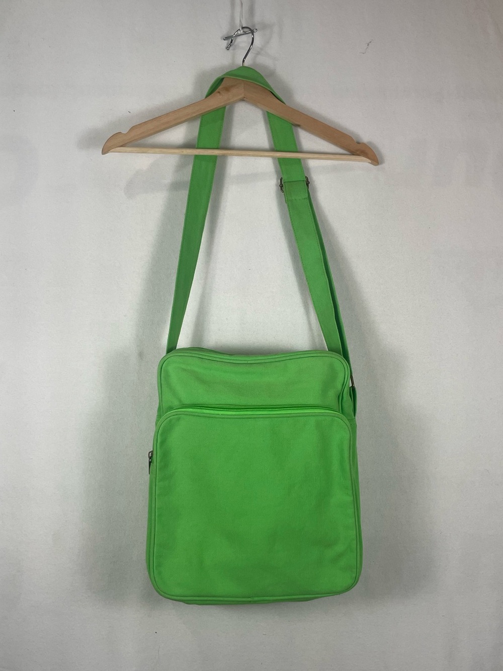 Y2K Lime Green Satchel Camera Crossbody Bag Cotton 10.75"x12.75"